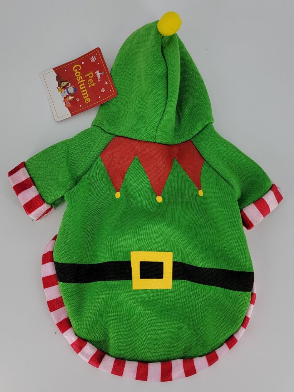 Best Brands Elf Pet Costume Hooded Green Red White Size XSmall